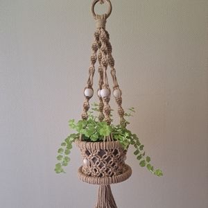 Handmade basket macreme plant hanger